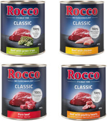 Rocco Rocco Pachet economic Classic 24 x 800 g - Vită pură, și burtă de vită, inimi pasăre, pui