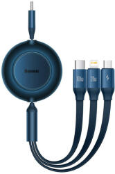 Baseus Bright Mirror 4, 3 az 1-ben Mikro USB / Lightning / USB-C kábel, 100W, 3.5A, 1.1 m (kék)