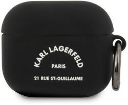 MH Protect Karl Lagerfeld Rue St Guillaume Apple Airpods 3 szilikon tok fekete (KLACA3SILRSGBK)