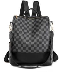 Dollcini Női Kockás Hátizsák - Divatos műbőr Táska, Több Színben - Fekete (429141)