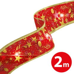 Familly Christmas Panglică LED de Crăciun - roșie - 2 m x 5 cm - 2 x AA (58933A) - pcone