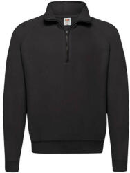 Fruit of the Loom Férfi Pulóver Hosszú ujjú Fruit of the Loom Zip Neck Sweat - 2XL, Fekete