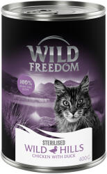 Wild Freedom 12x400g Wild Freedom Adult Sterilised Wild Hills Sterilised - kacsa & csirke gabonamentes nedves macskatáp