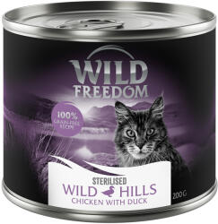 Wild Freedom 12x200g Wild Freedom Adult Wild Hills Sterilised - kacsa & csirke gabonamentes nedves macskatáp