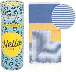 Hello Towels Prosop de plajă în cutie Hello Towels - Palermo, 100 x 180 cm, 100% bumbac, galben-albastru (10787)