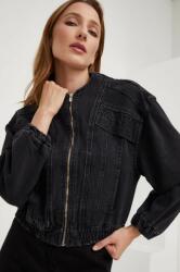 Answear Lab geaca jeans X limited collection NO SHAME femei, culoarea negru, de tranzitie, oversize BMYX-KUD01F_99X