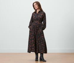 Tchibo Női szövött ruha, mintás, fekete/barna Fekete, konyakszínű nyomott mintával 40