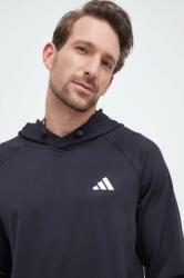 Adidas edzős pulóver fekete, sima, kapucnis - fekete L