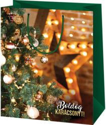 Cardex Boldog Karácsonyt díszített karácsonyfa mintás közepes ajándéktáska 18x10x23cm (44537) - jatekshop