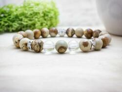 R. M. ékszer Megértő barát jáspis és aurakvarc vegyes ásvány karkötő (14074-PA-17)