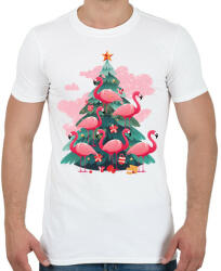 printfashion Flamingós karácsonyfa - Férfi póló - Fehér (14597830)