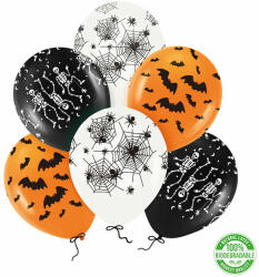  Gumi lufi halloween mintákkal, narancsárga és fekete színekkel 30 cm 6 db/cs