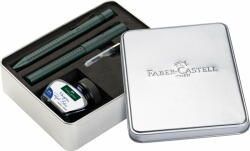 Faber-Castell Set Cadou Stilou + Pix + Cerneala + Convertor Grip 2011 Verde Inchis Faber-castell