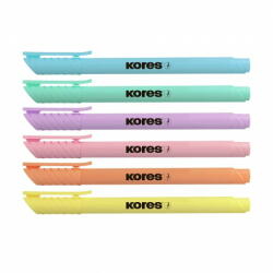 Kores Textmarker Set 6 Pastel Slim Cutie Plastic Kores