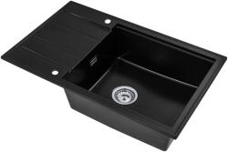 SINK Quality Mosogató minőségi Ferrum New 8010, 1 kamrás gránit mosogató 800x500x210 mm + króm szifon, fekete, SKQ-FER. 8010. BK. X (SKQ-FER.8010.BK.X)