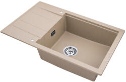 SINK Quality Mosogató Minőségi Ferrum Új 8010, 1 kamrás gránit mosogató 800x500x210 mm + króm szifon, bézs, SKQ-FER. 8010. BX (SKQ-FER.8010.B.X)