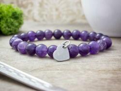 R. M. ékszer Szivecskés ametiszt ásvány karkötő (13883-RM-15)