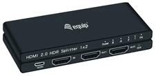 EQUIP HDMI Video-Splitter - 332716 (2 port, HDMI2.0, 3D, 4K/60Hz, HDR/HDCP Ready, fekete) (332716) - bestbyte