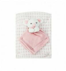 Infancie Set cadou pentru bebelusi cu paturica din fleece si jucarie ursulet roz (IT3972) - babyneeds
