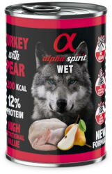 Alpha Spirit Hrană umedă Premium pentru câine cu curcan și pere, 400 g (592331) - vexio