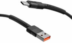 mobilNET fonott kábel USB Type-C 2M 3A-hoz, fekete