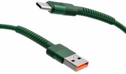 mobilNET fonott kábel USB Type-C 2M 3A-hoz, zöld
