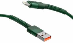 mobilNET fonott kábel USB-hez Lightning 2M 3A, zöld