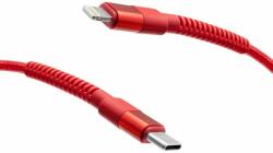 mobilNET fonott kábel TypeC - Lightning 20W 2M 3A, piros