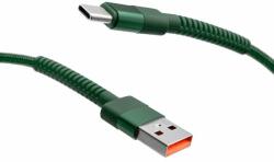 mobilNET fonott kábel USB Type-C 1M 3A-hoz, zöld