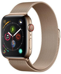 Apple Watch 1-6, SE (42 / 44 mm), fém pótszíj, milánói stílus, mágnes zárral, Devia Elegant, arany - tok-shop