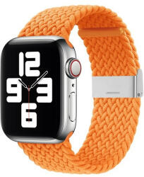 Apple Watch 1-6, SE, SE (2022) (42 / 44 mm) / Watch 7-9 (45 mm) / Watch Ultra (49 mm), textíl pótszíj, állítható, szőtt stílusú, narancssárga - tok-shop