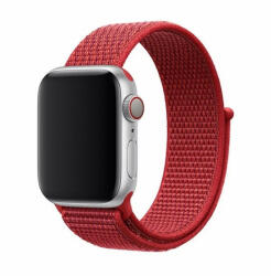 Apple Watch 1-6, SE (42 / 44 mm) / Watch 7-8 (45 mm) / Watch Ultra (49 mm), textíl pótszíj, szilikon keret, állítható, Devia Delux Sport3, piros - tok-shop