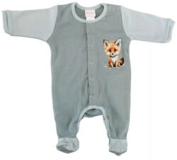  Pamut hosszú ujjú elöl patentos rugdalózó Róka mintával (50) - menta