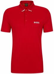 BOSS Férfi teniszpolo BOSS Drop-needle Polo Shirt With Contrast Logos - medium red