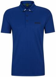 BOSS Férfi teniszpolo BOSS Drop-needle Polo Shirt With Contrast Logos - bright blue