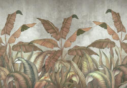 Consalnet Rajzolt trópusi levelek beton háttérel poszter, fotótapéta (256 x 184 cm) (C1-14530V8)