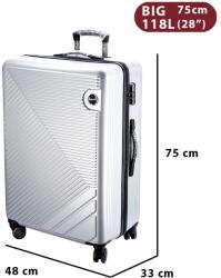 Dollcini Dollcini, Világjáró Bőrönd 28"24"20" ABS anyagú - Ezüst - 75x 33 x 48cm (357910-224A)