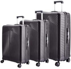 Dollcini Dollcini, Világjáró Bőrönd, PP anyagból, Több méretben, Több színben - Fekete - 3 DB set (357910-201D)