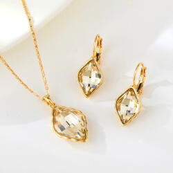  Csodaszép rombusz ékszerszett pezsgőszínű Swarovski kristályokkal (0431. ) (A500358N-A500357E-001)