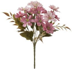  15 virágfejes, 5 ágú krizantém selyemvirág csokor, 25cm magas - Rózsaszín (AF054-04)