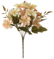  15 virágfejes, 5 ágú krizantém selyemvirág csokor, 25cm magas - Sárgás barack színű (AF054-01)