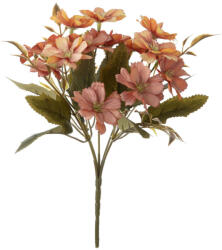  15 virágfejes, 5 ágú krizantém selyemvirág csokor, 25cm magas - Krémes barack színű (AF054-02)