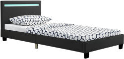 Juskys Čalúnená posteľ Verona 90 x 200 cm s LED osvetlením v čiernej farbe