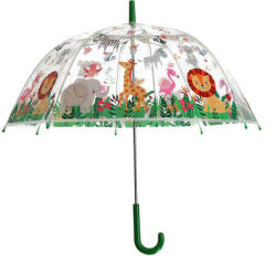 Esschert Design Átlátszó gyerek esernyő, safari állatvilág mintával (KG258)