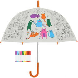 Esschert Design Kifesthető cicás gyerek esernyő, filctollakkal (KG278)