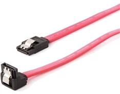 Gembird SATA 3 F/F adatkábel 0.3m piros egyenes/90° le, metal clips (CC-SATAM-DATA90-0.3M)