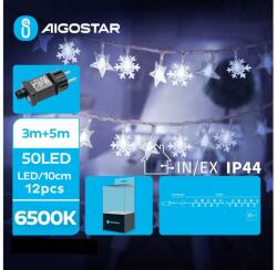 Aigostar Instalație LED de Crăciun de exterior 50xLED/8 funcții 8m IP44 alb rece Aigostar (AI0469)