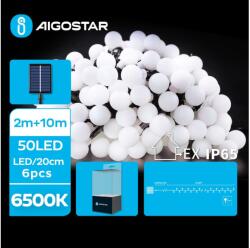 Aigostar B. V. Aigostar - LED Napelemes dekoratív lánc 50xLED/8 funkció 12m IP65 hideg fehér AI0427 (AI0427)