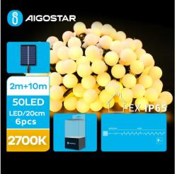 Aigostar B. V. Aigostar - LED Napelemes dekoratív lánc 50xLED/8 funkció 12m IP65 meleg fehér B10201JE2 (AI0426)