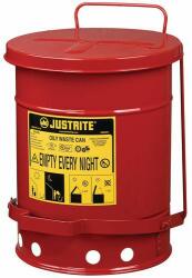 Justrite SoundGard fém hulladékolajgyűjtő tartály, piros, 20 l